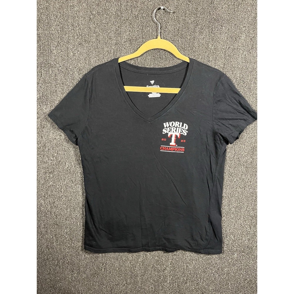Texas Rangers 2023 World Series Champions Shirt Womens Large Fanatics V-Neck